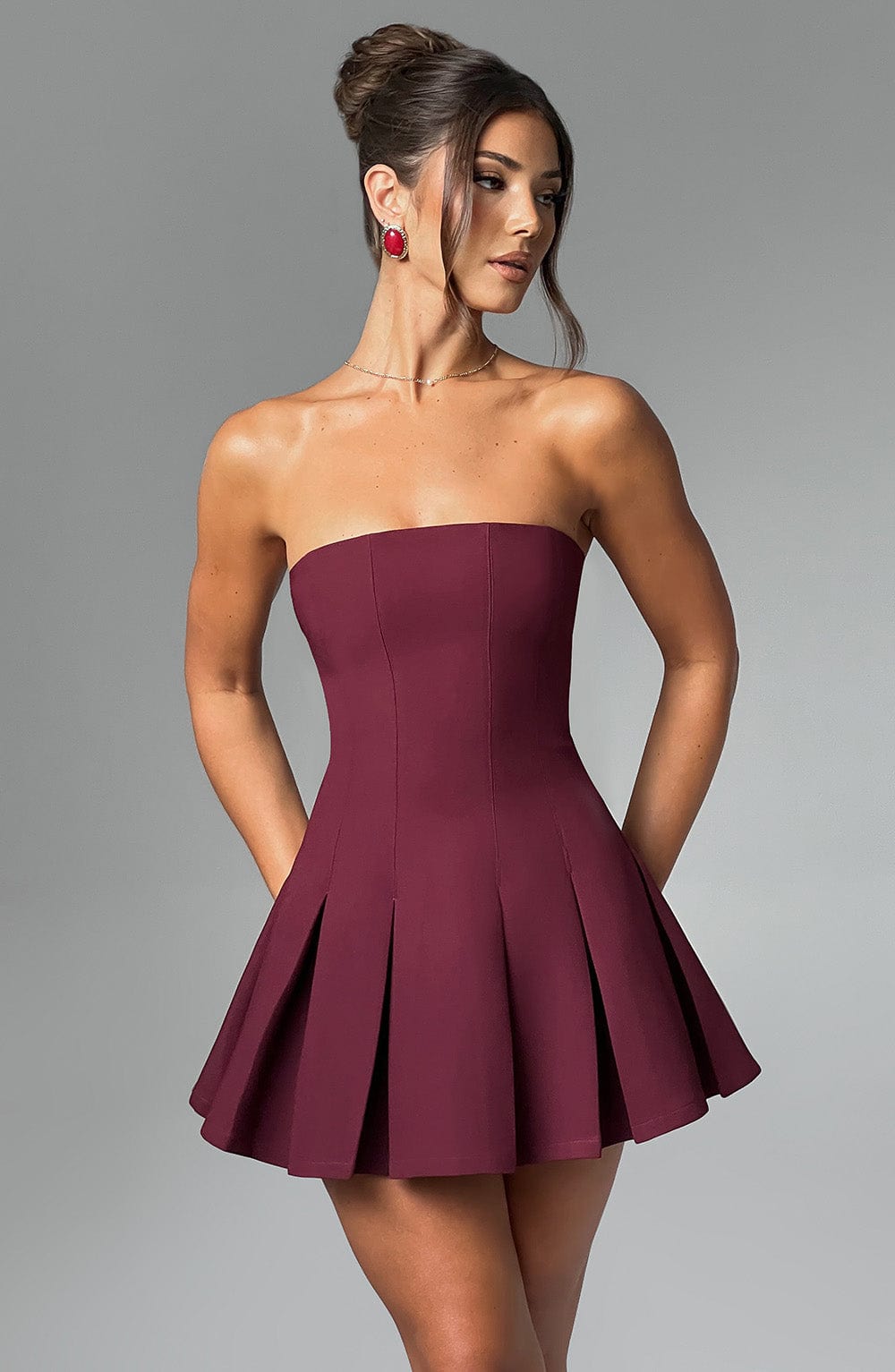 Emma Mini Dress - Cherry Lacquer