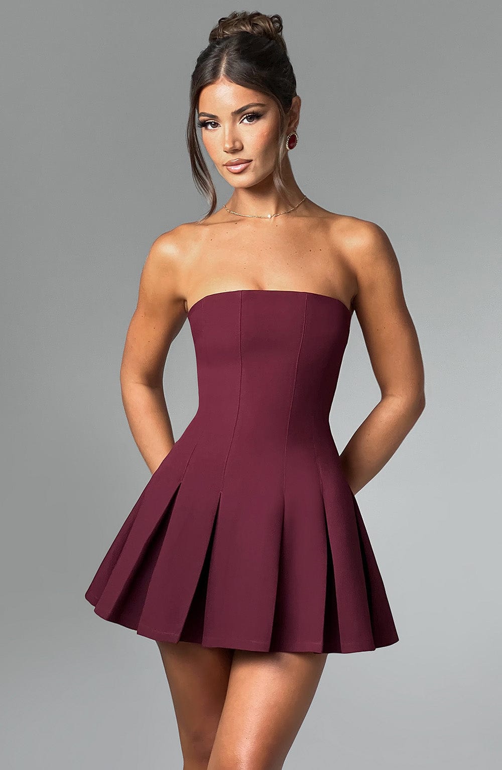 Emma Mini Dress - Cherry Lacquer