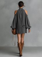 Washed Denim Off-Shoulder Mini Dress