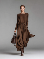 Knit Round Neck Sweater & Skirt Set