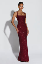 Simone Maxi Dress - Burgundy Sparkle