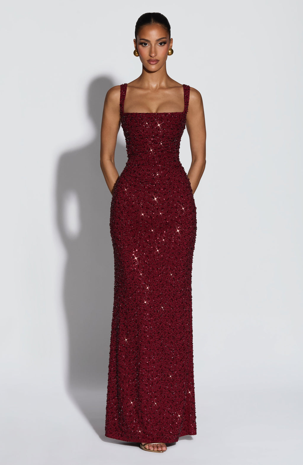 Simone Maxi Dress - Burgundy Sparkle