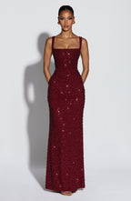 Simone Maxi Dress - Burgundy Sparkle