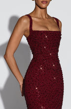 Simone Maxi Dress - Burgundy Sparkle