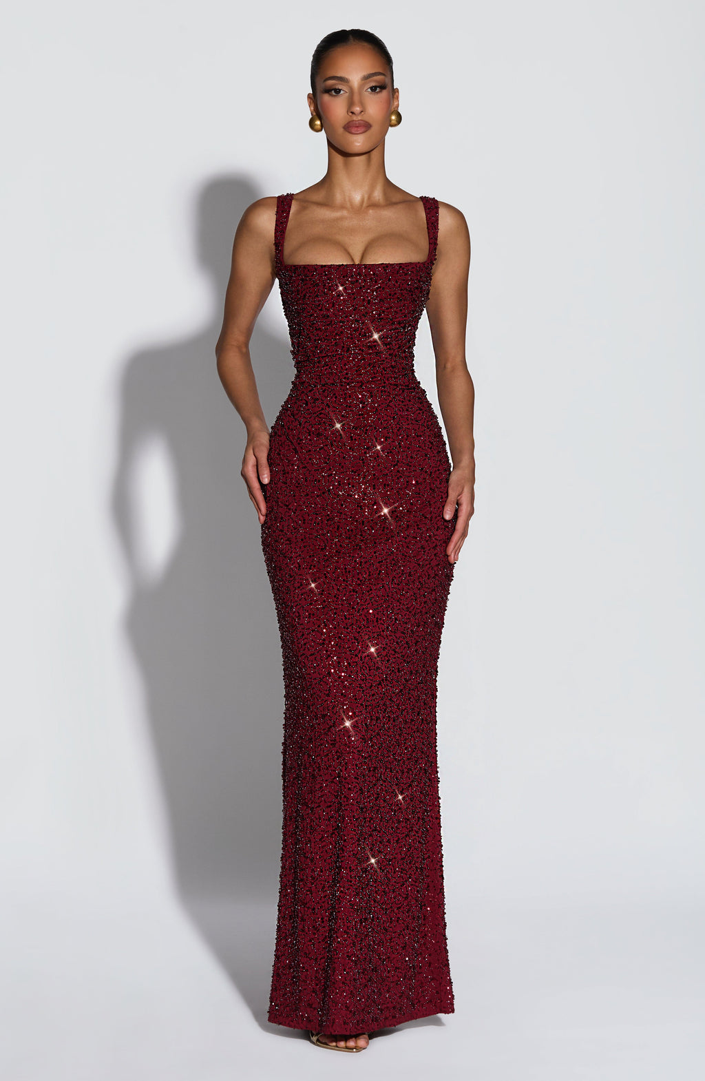 Simone Maxi Dress - Burgundy Sparkle