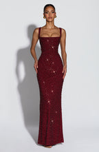 Simone Maxi Dress - Burgundy Sparkle