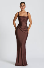 Simone Maxi Dress - Plum Brown