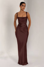 Simone Maxi Dress - Plum Brown