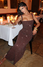 Simone Maxi Dress - Plum Brown Sparkle