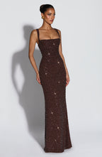 Simone Maxi Dress - Plum Brown Sparkle