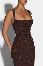 Simone Maxi Dress - Plum Brown Sparkle