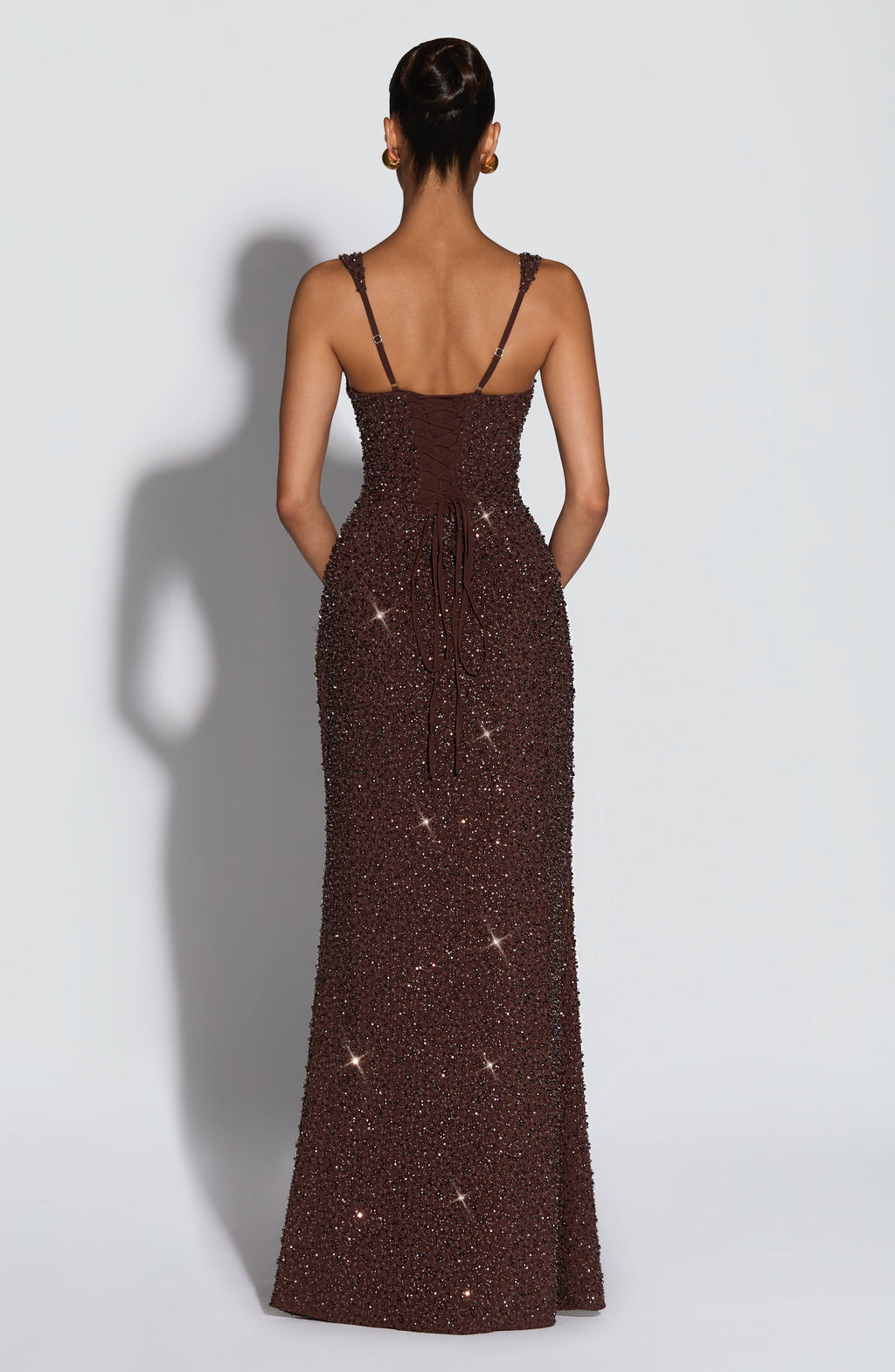 Simone Maxi Dress - Plum Brown Sparkle