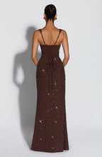 Simone Maxi Dress - Plum Brown Sparkle