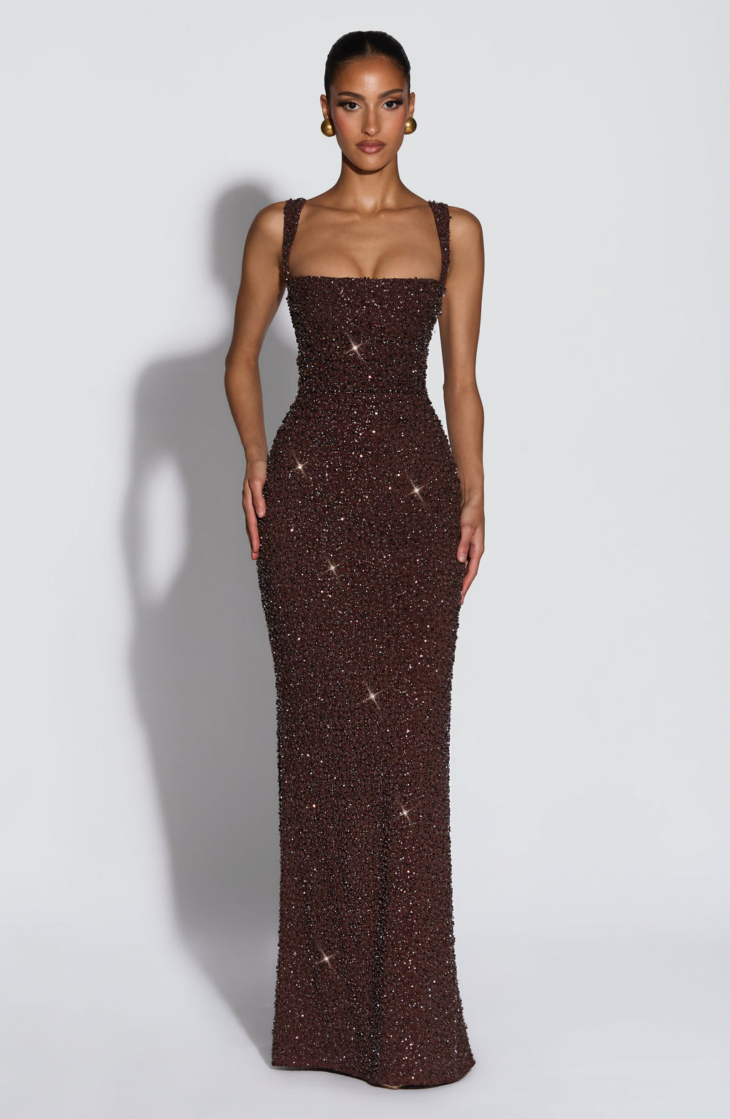 Simone Maxi Dress - Plum Brown Sparkle