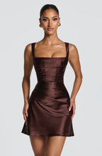Isla Mini Dress - Plum Brown
