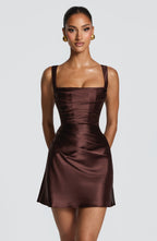 Isla Mini Dress - Plum Brown
