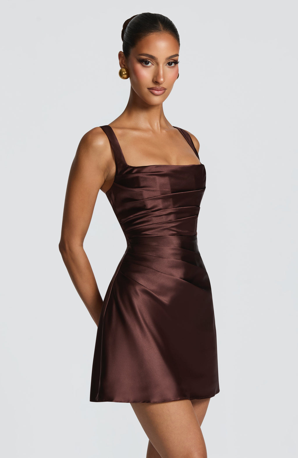 Isla Mini Dress - Plum Brown