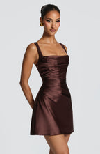 Isla Mini Dress - Plum Brown