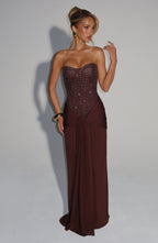 Gemma Maxi Dress - Plum Brown