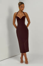 Freya Midi Dress - Plum Brown