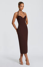 Freya Midi Dress - Plum Brown