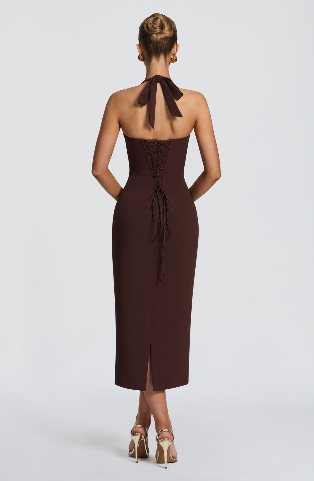 Freya Midi Dress - Plum Brown