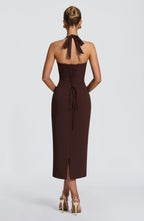 Freya Midi Dress - Plum Brown