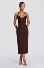 Freya Midi Dress - Plum Brown