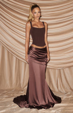 Amber Maxi Skirt - Plum Brown