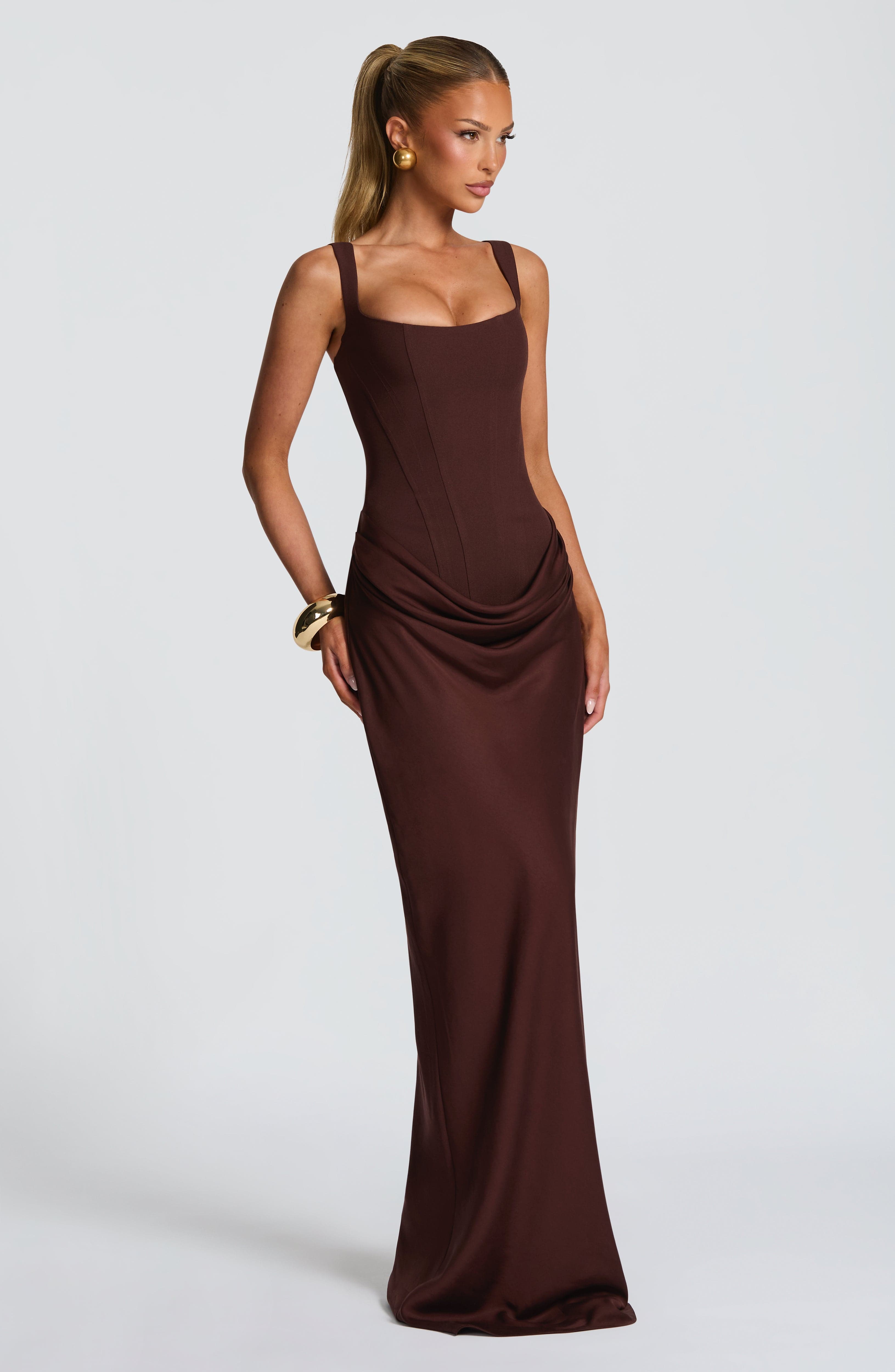Dana Maxi Dress - Plum Brown