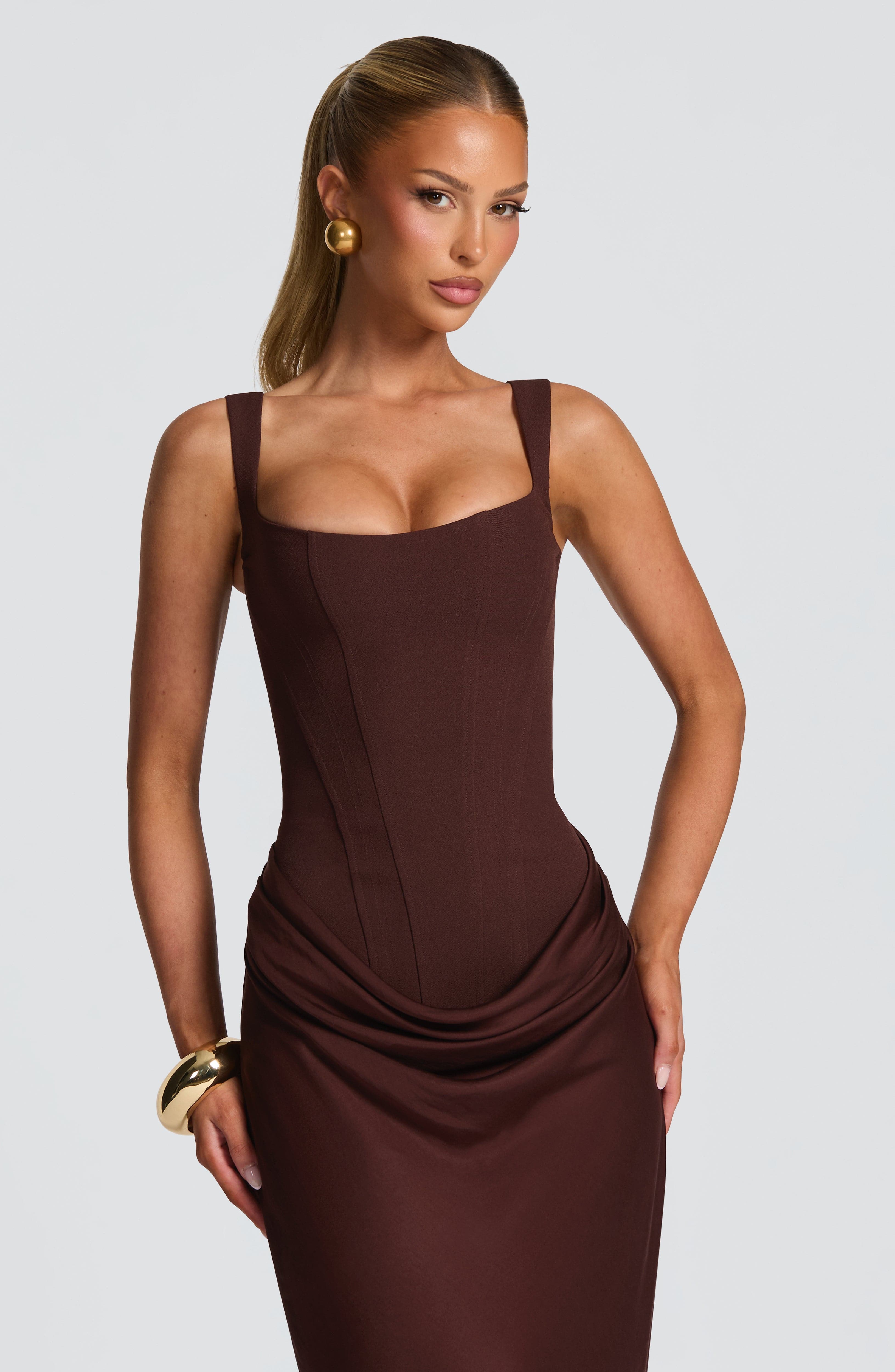 Dana Maxi Dress - Plum Brown