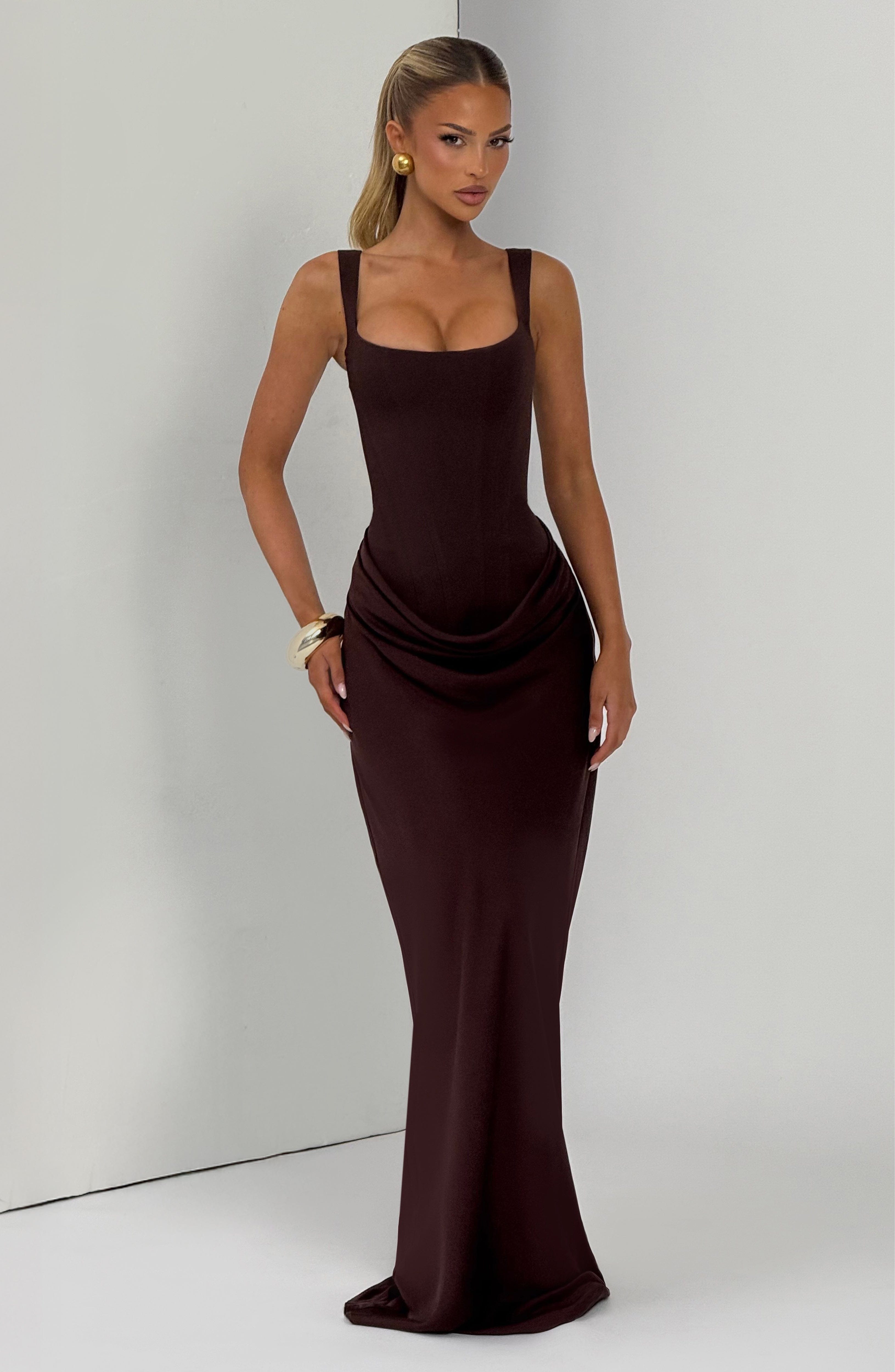 Dana Maxi Dress - Plum Brown