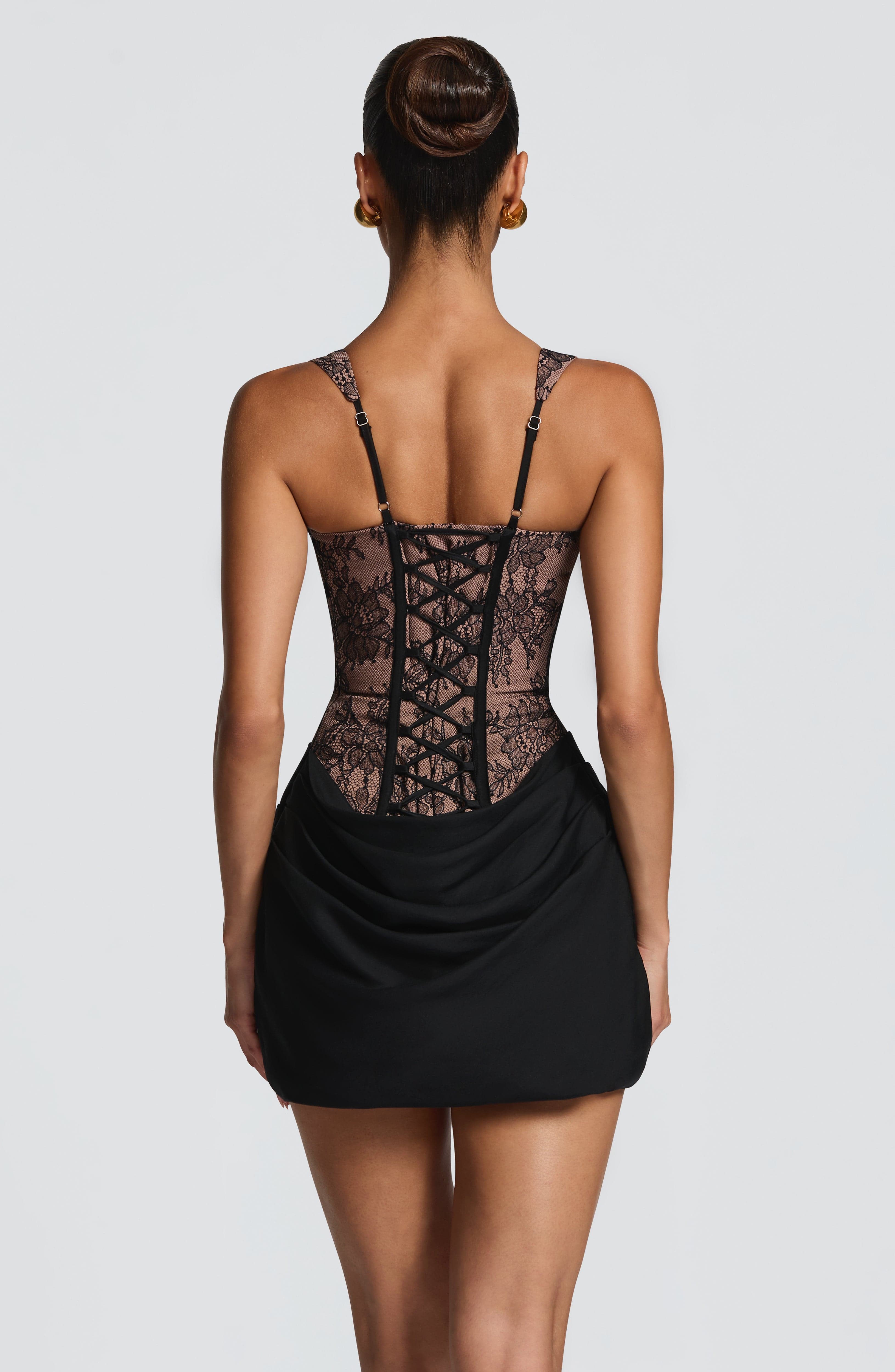 Amber Mini Dress - Black Lace