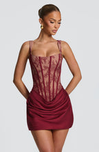 Amber Mini Dress - Burgundy Lace