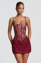 Amber Mini Dress - Burgundy Lace