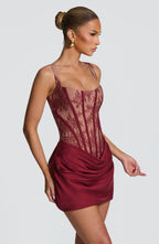 Amber Mini Dress - Burgundy Lace