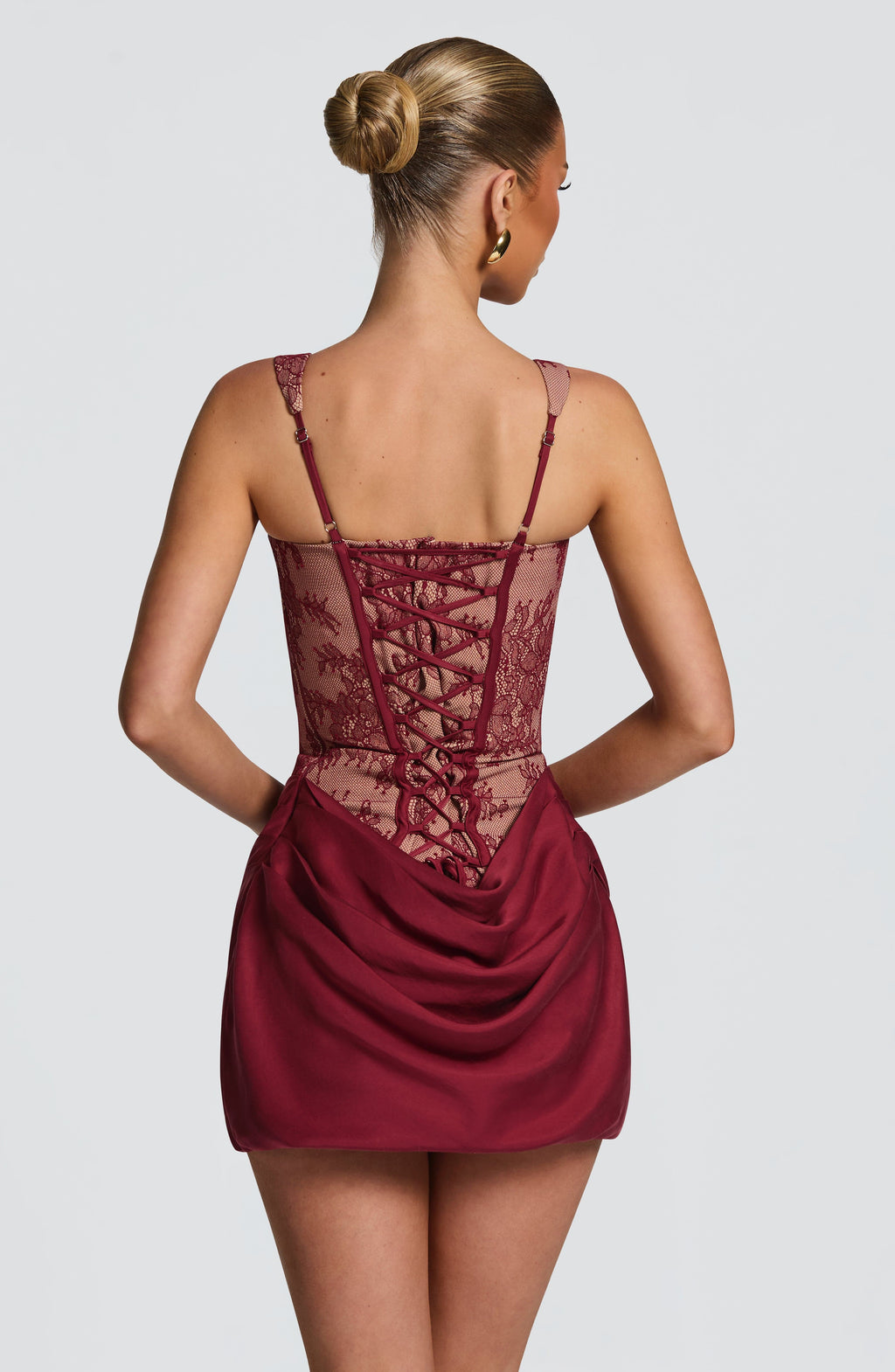 Amber Mini Dress - Burgundy Lace