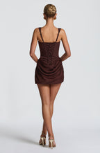 Amber Mini Dress - Plum Brown