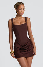 Amber Mini Dress - Plum Brown
