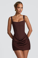 Amber Mini Dress - Plum Brown