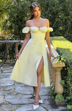 Rosie Midi Dress - Lemon