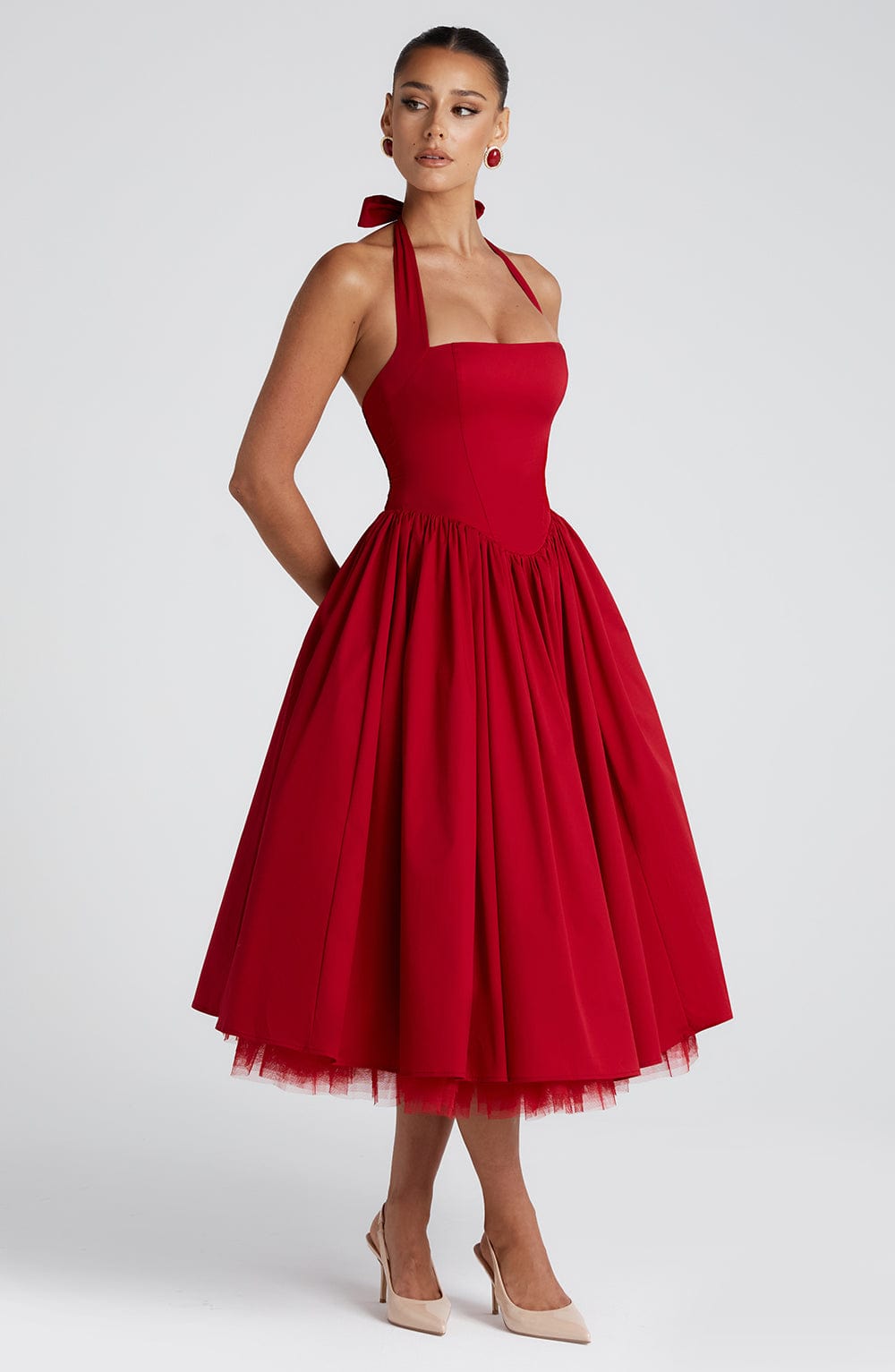 Harriet Midi Dress - Red