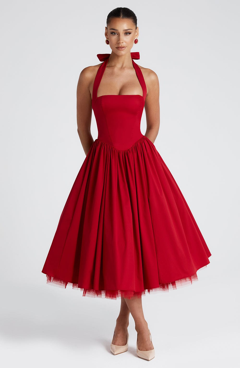 Harriet Midi Dress - Red