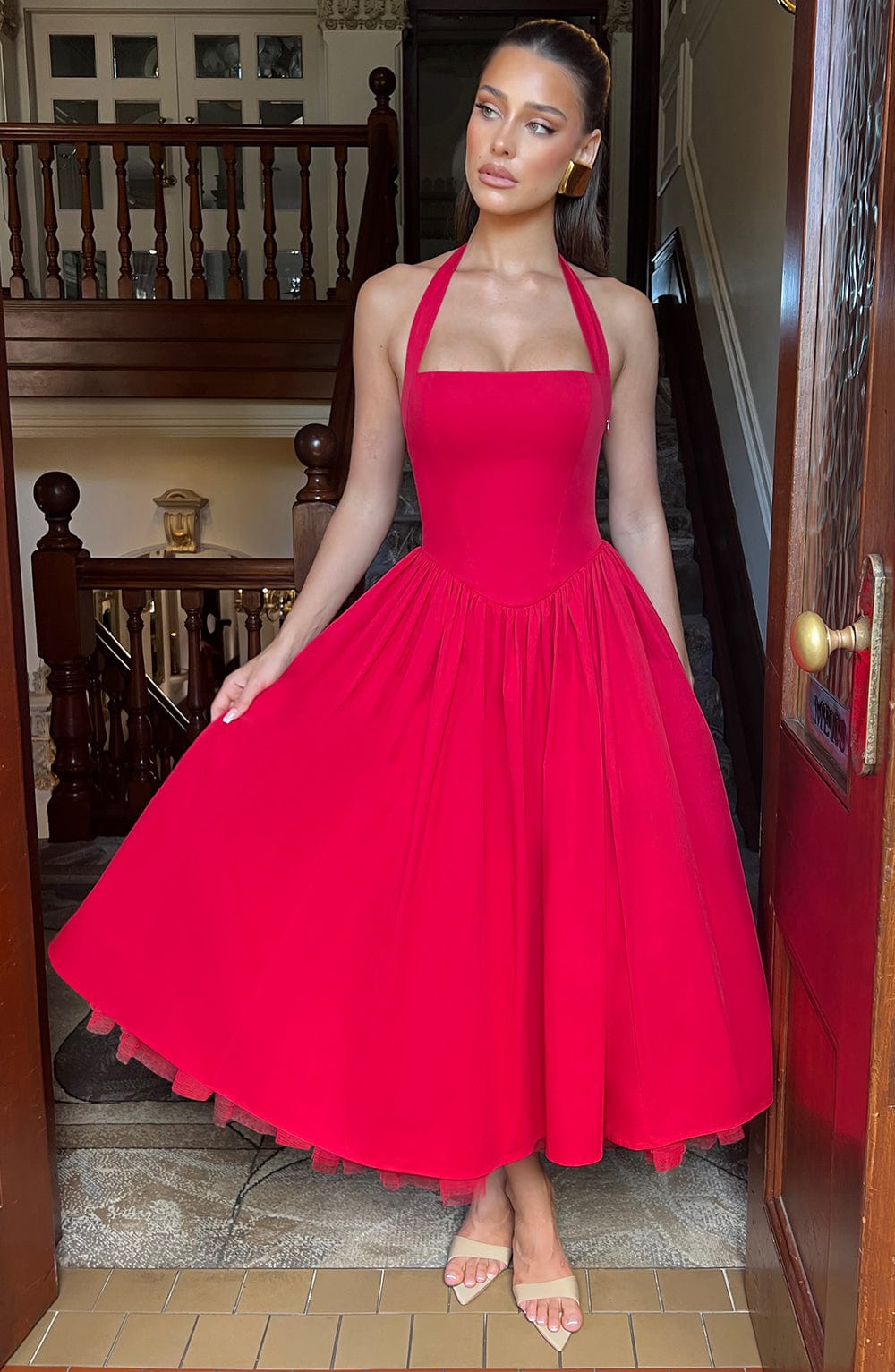 Harriet Midi Dress - Red