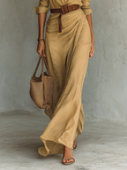 Lapel Belted Long Sleeve Maxi Dress