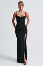Sandra Maxi Dress - Black Lined