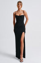 Sandra Maxi Dress - Black Lined