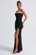 Sandra Maxi Dress - Black Lined