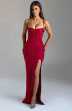 Sandra Maxi Dress - Red Lined