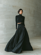 Black Turtleneck Crop Top & Maxi Skirt